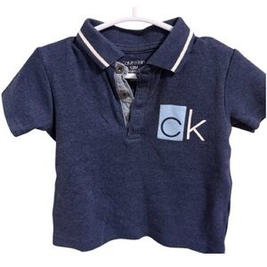 Calvin Klein Navy Polo with Light Blue & White Logo Trim (12M)